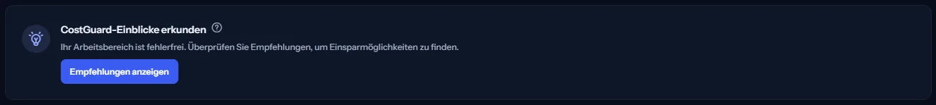 Die Karte der nächsten empfohlenen Aktion mit einem Titel, einem erklärenden Satz und einer Schaltfläche.
