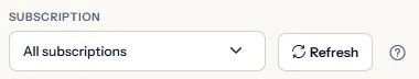 The scope of the page: the subscription list set to all subscriptions, and the Refresh button.